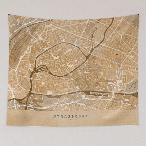 Item preview, Map of Strasbourg (France) in sepia vintage style designed and sold by blursbyai.