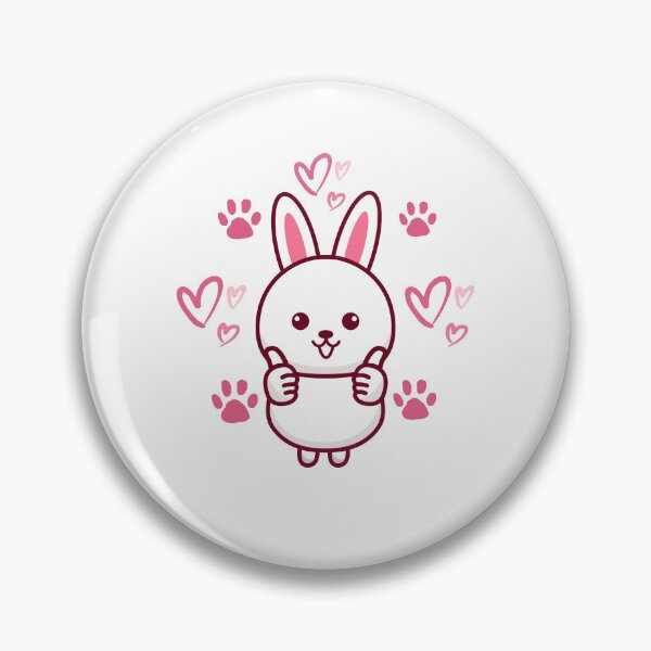 Aperçu de l'œuvre Cute Smiling Bunny Rabbit with Hearts and Paw Prints créée et vendue par Anyone For Seconds Designs.