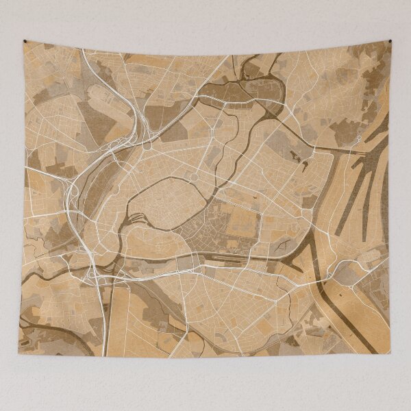 Item preview, Map of Strasbourg (France) in sepia vintage style designed and sold by blursbyai.