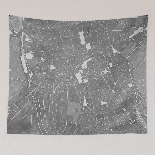 Item preview, Map of Saint Etienne downtown (France) in gray vintage style designed and sold by blursbyai.