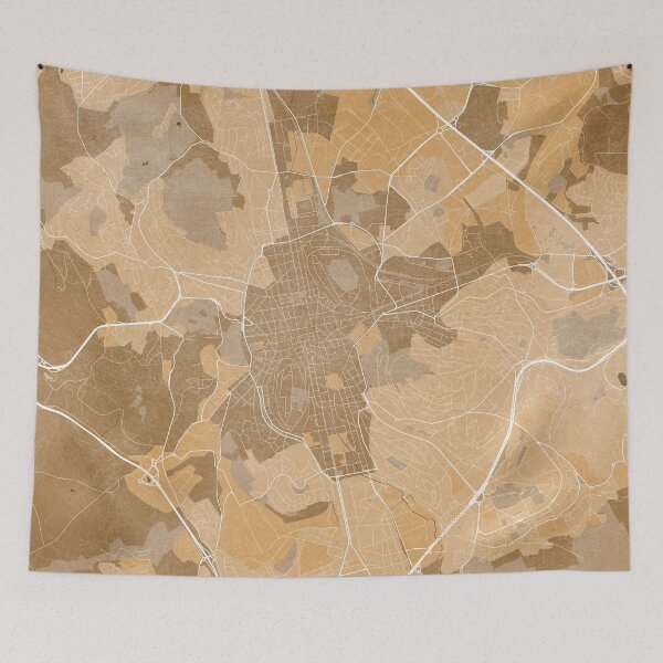 Item preview, Map of Saint Etienne (France) in sepia vintage style designed and sold by blursbyai.