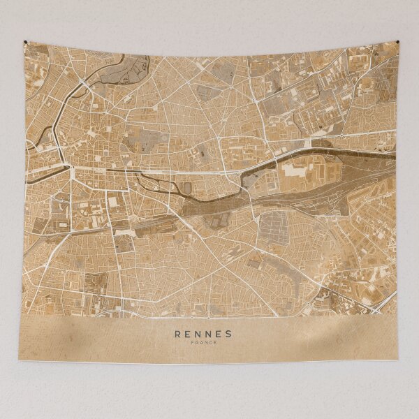 Item preview, Map of Rennes (France) in sepia vintage style designed and sold by blursbyai.
