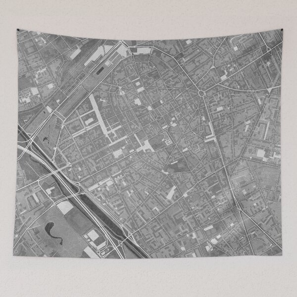 Item preview, Map of Reims downtown (France) in gray vintage style designed and sold by blursbyai.