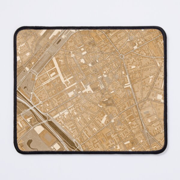 Item preview, Map of Reims downtown (France) in sepia vintage style designed and sold by blursbyai.