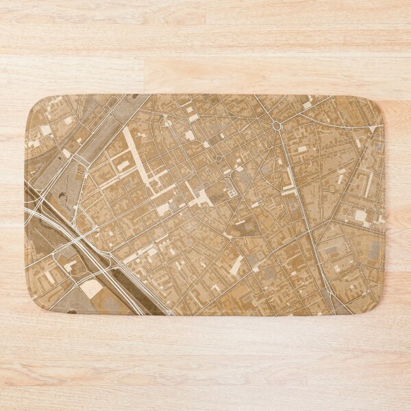 Item preview, Map of Reims downtown (France) in sepia vintage style designed and sold by blursbyai.