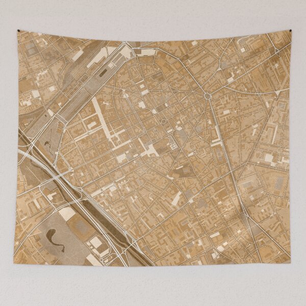 Item preview, Map of Reims downtown (France) in sepia vintage style designed and sold by blursbyai.