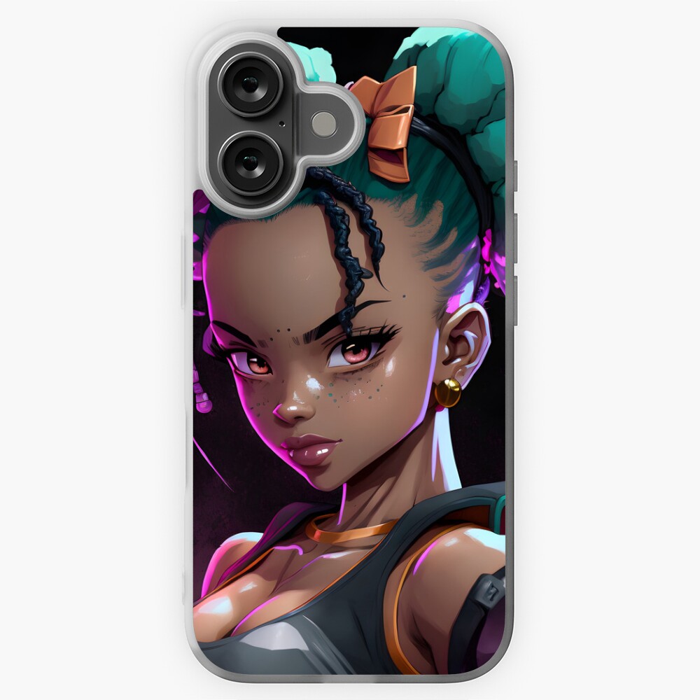 Black Bulma-Style Anime Girl Sticker