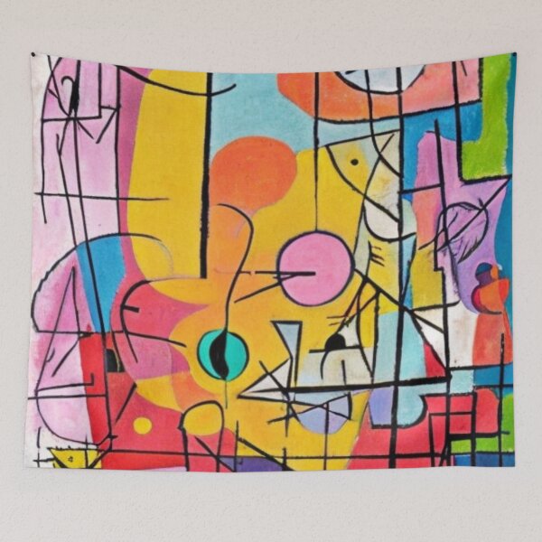 Item preview, Neon Fusion: An Imaginative Blend Of Surrealism And Cubism, Featuring Bright Neon Colors And Mixed Media Techniques designed and sold by ArtazaBazaar.