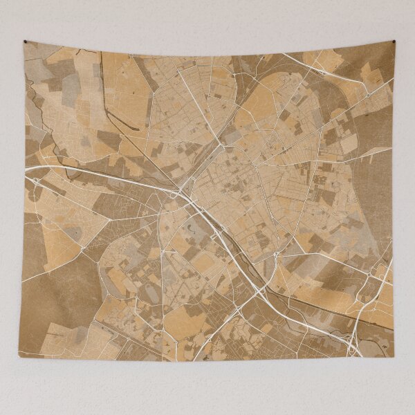 Item preview, Map of Reims (France) in sepia vintage style designed and sold by blursbyai.