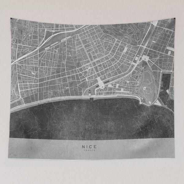 Item preview, Map of Nice downtown (France) in gray vintage style designed and sold by blursbyai.