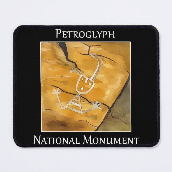 Item preview, Cute drawing of what looks like an alien humanoid from the Petroglyph National Monument - WelshDesigns designed and sold by welshdesigns.