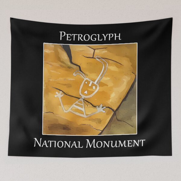 Item preview, Cute drawing of what looks like an alien humanoid from the Petroglyph National Monument - WelshDesigns designed and sold by welshdesigns.