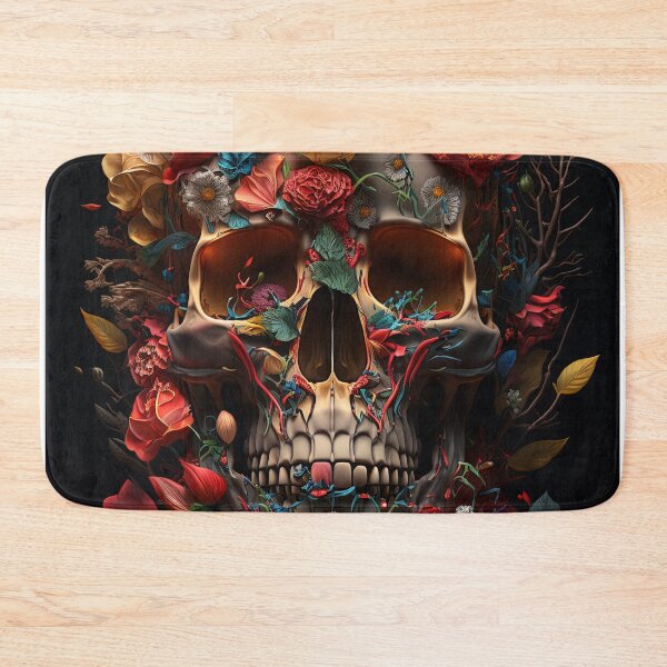 Item preview, Skull with flowers, floral skull with roses, dia de los muertos for halloween designed and sold by Flowsaiartshop.