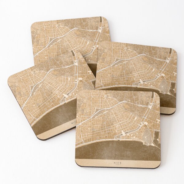 Item preview, Map of Nice downtown (France) in sepia vintage style designed and sold by blursbyai.