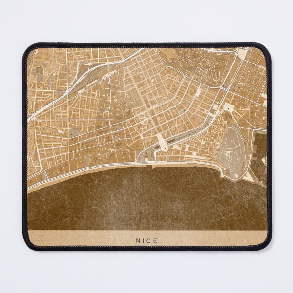 Item preview, Map of Nice downtown (France) in sepia vintage style designed and sold by blursbyai.
