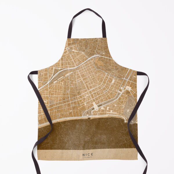 Item preview, Map of Nice downtown (France) in sepia vintage style designed and sold by blursbyai.
