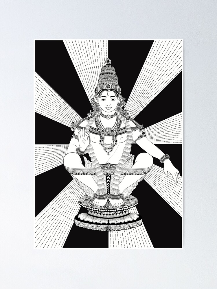 Art Prints Unknown Artist Lord Ayyappan Dharma Sastha Mural Lord Ayyappan  Mural Art Print Painting Innu Art Gallery