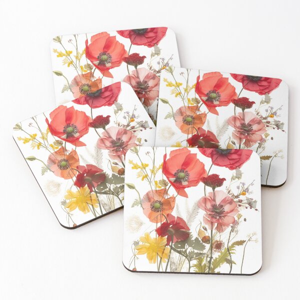 Item preview, Pressed and Fresh Poppies in Harmony: A Stunning and Captivating Collage - Pressed Dried flowers designed and sold by EmeraldeaArt.