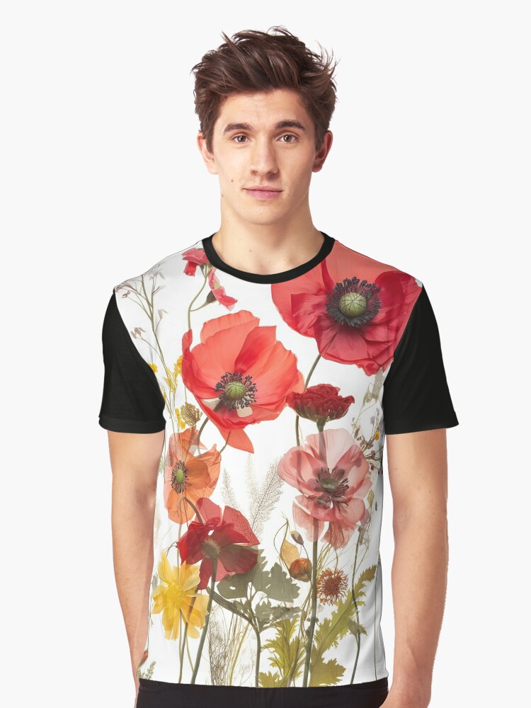 Pressed and Fresh Poppies in Harmony: A Stunning and Captivating Collage - Pressed  Dried flowers Graphic T-Shirt for Sale by EmeraldeaArt