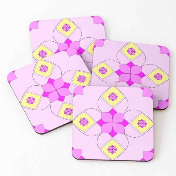 Aperçu de l'œuvre Flower Geometry Cheer Pink on Pink and Yellow Repeat 5748 créée et vendue par Art in My Loft.