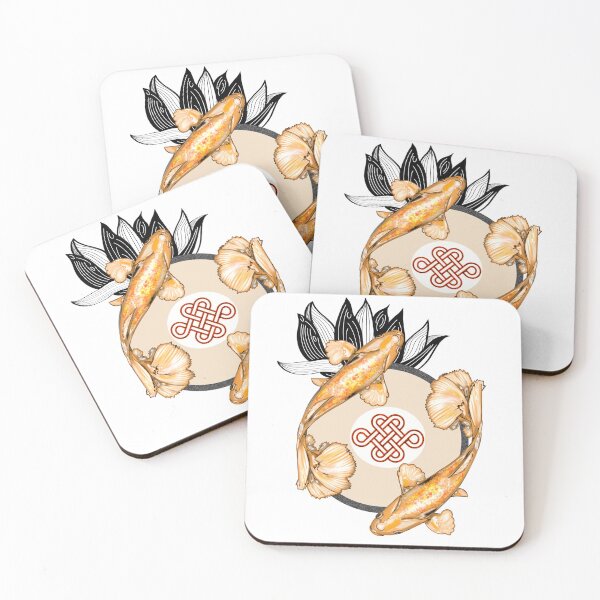 Item preview, Knot of Eternal Happiness: Golden Koi Fish and Lotus Flower Digital Drawing designed and sold by BIEZAART.