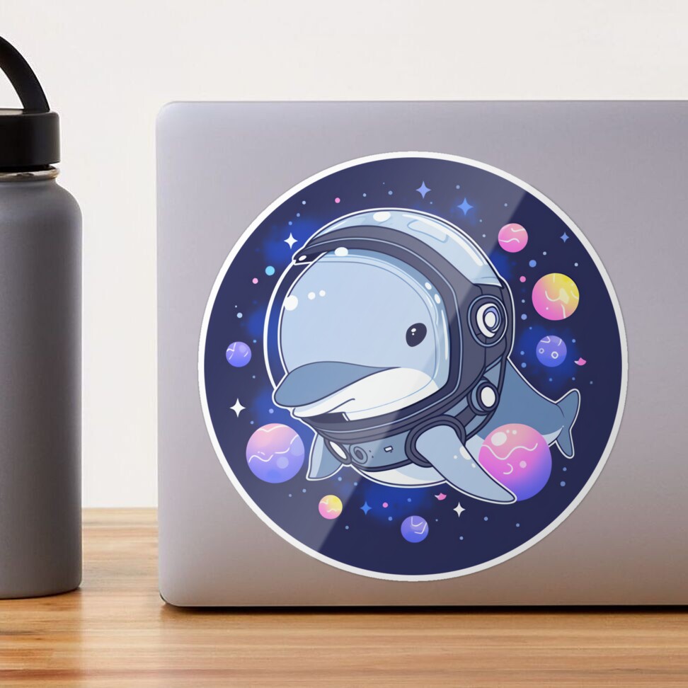Cute Cartoon Dolphin Swimming in Outer Space Sticker for Sale by Punchy  Prints