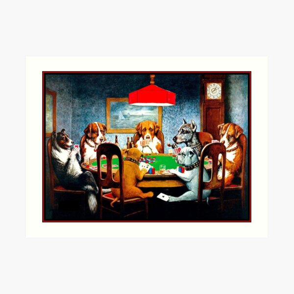DOGS PLAYING POKER : Vintage C M Coolidge Print Art Print