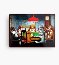 DOGS PLAYING POKER : Vintage C M Coolidge Print Metal Print