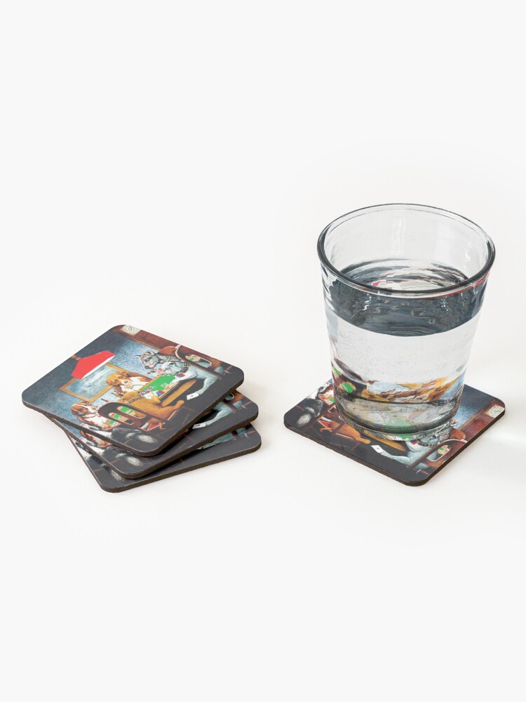 Alternate view of DOGS PLAYING POKER : Vintage C M Coolidge Print Coasters (Set of 4)