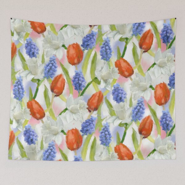 Item preview, Spring Daffodils Muscari Tulips Watercolor Pattern  Design  designed and sold by Tina Veenstra.