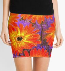 Orange Gerberas Mini Skirt