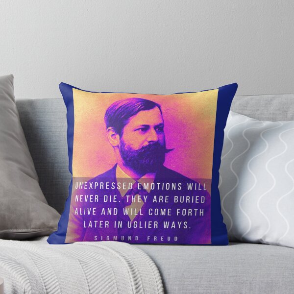 Item preview, Sigmund Freud portrait and quote: Unexpressed emotions will never die. They are buried alive and will come forth later in uglier ways. designed and sold by artbleed.