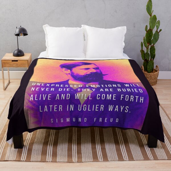 Item preview, Sigmund Freud portrait and quote: Unexpressed emotions will never die. They are buried alive and will come forth later in uglier ways. designed and sold by artbleed.