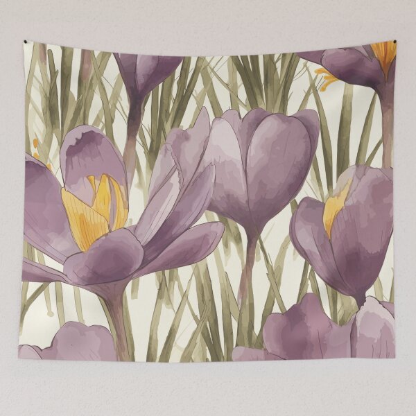 Item preview, Watercolor Crocus Flowers in Wild Harmony designed and sold by TopArtsy.