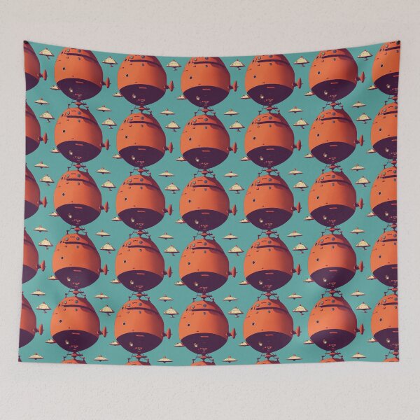 Item preview, Red Retro Spaceships with on Light Blue Pattern designed and sold by Aaron2610.