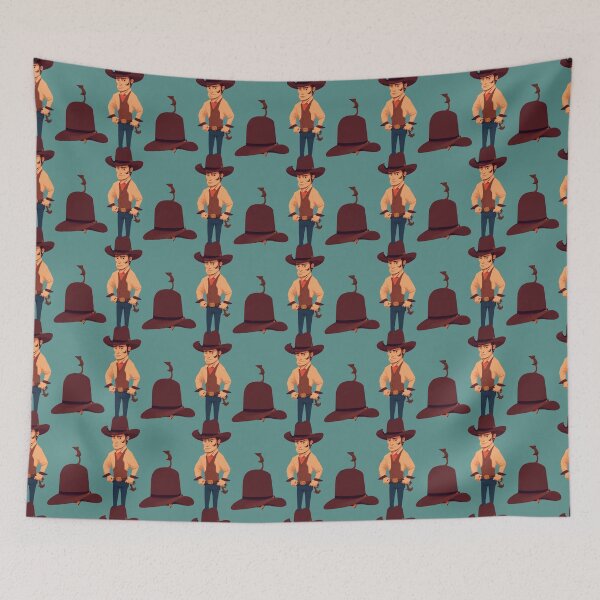 Item preview, Cartoon Cowboy with Teal Background Pattern designed and sold by Aaron2610.