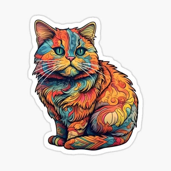Item preview, Colorful Abstract Munchkin Cat designed and sold by goodvibeday.