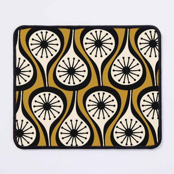 Item preview, Mid Century Modern Atomic Drops Retro Pattern in Burnished Gold and Charcoal designed and sold by kierkegaard.