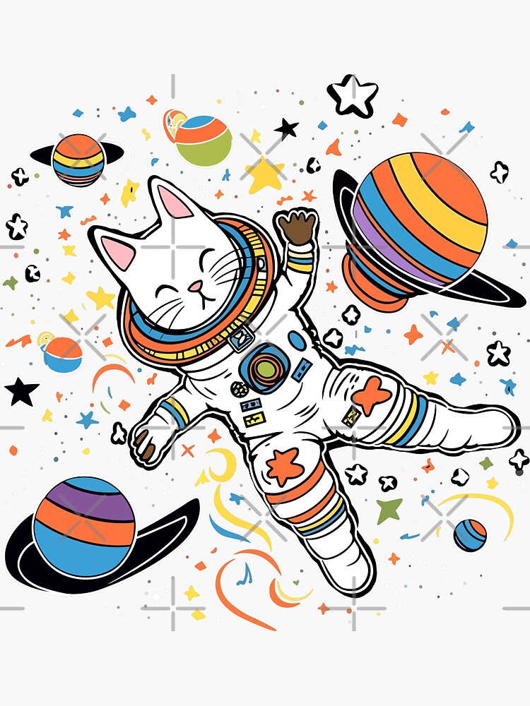 Cat Astronaut Floating in Space | Sticker