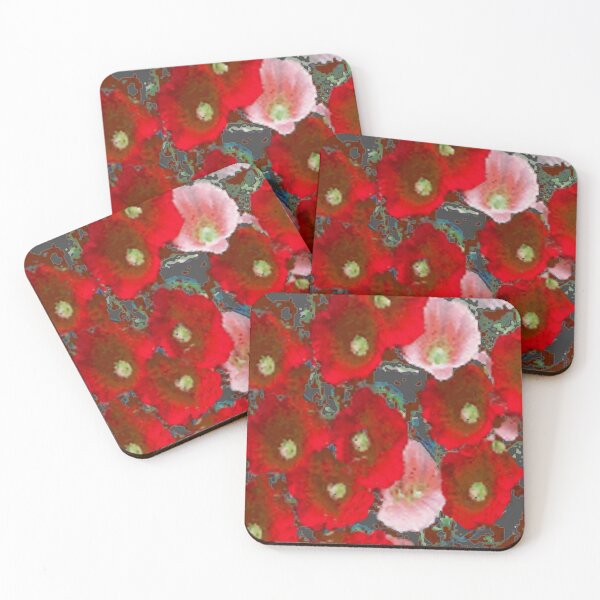Item preview, CRIMSOM RED HOLLYHOCK PATTERNS GARDEN FLORALS ART designed and sold by sharlesart.