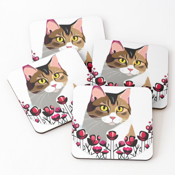 Item preview, Flowers around a cat designed and sold by Vinuk Wijesuriya.