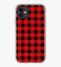 Classic Dark Red and Black Lumberjack Buffalo Plaid Fabric iPhone Case