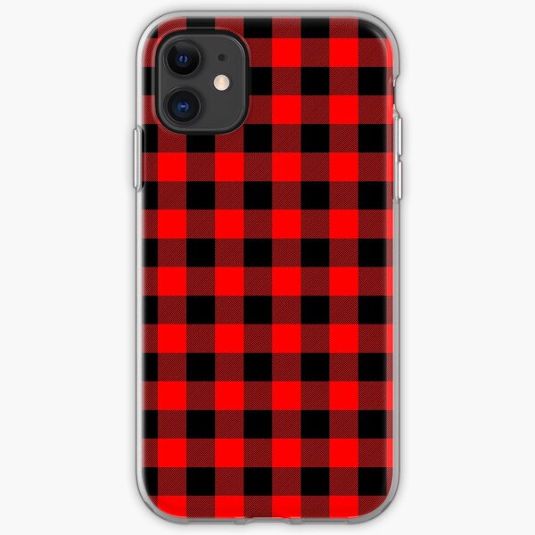 Classic Dark Red and Black Lumberjack Buffalo Plaid Fabric iPhone Soft Case
