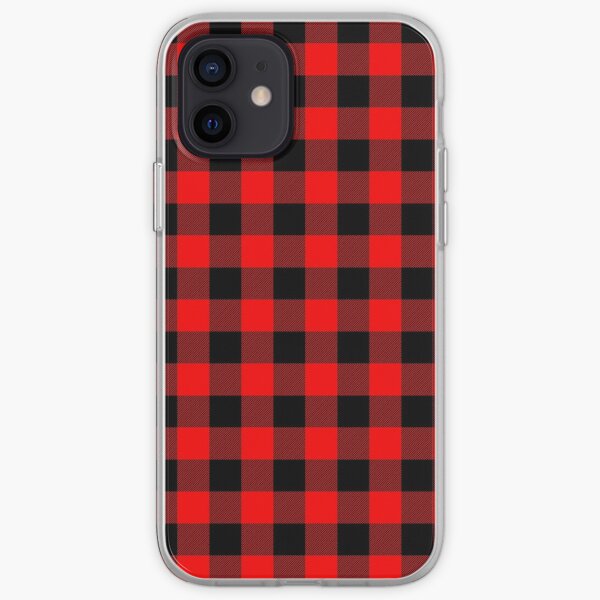 Classic Dark Red and Black Lumberjack Buffalo Plaid Fabric iPhone Soft Case