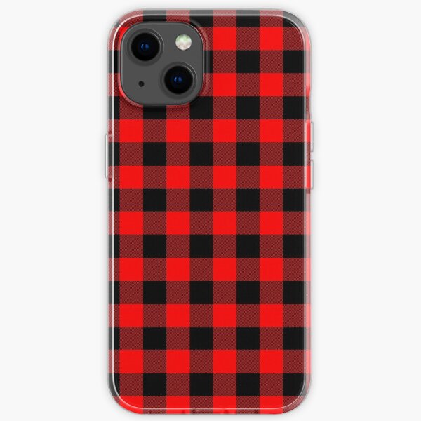 Classic Dark Red and Black Lumberjack Buffalo Plaid Fabric iPhone Soft Case