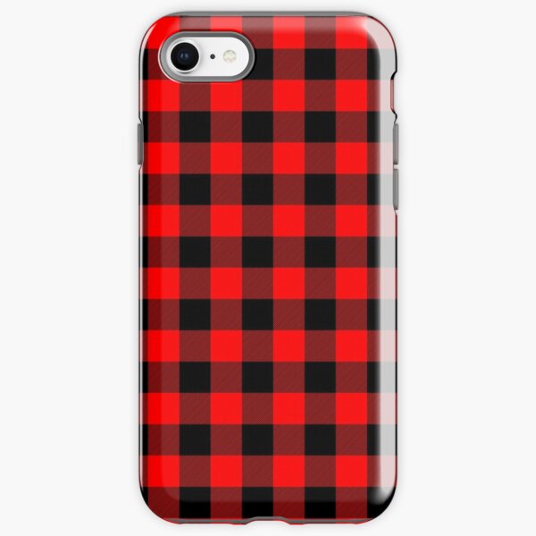 Classic Dark Red and Black Lumberjack Buffalo Plaid Fabric iPhone Tough Case