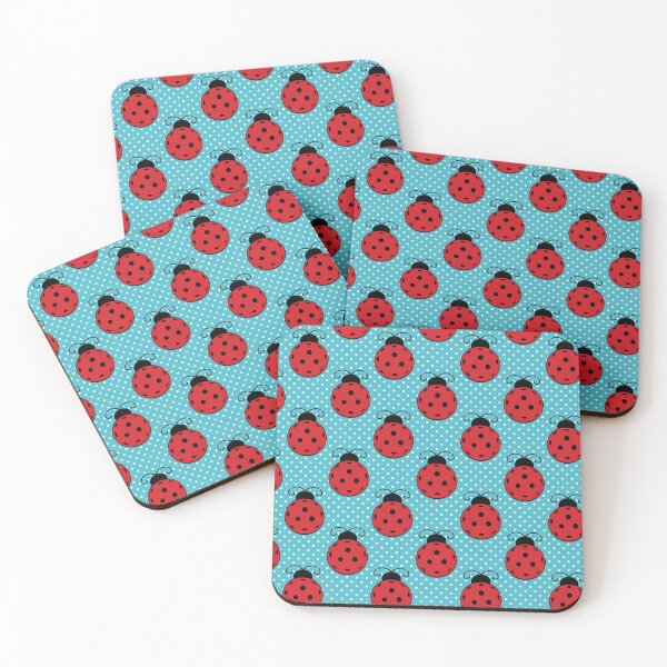 Item preview, Red Ladybug Pickleballs on Aqua Blue Polkadots designed and sold by KrisInStitches.