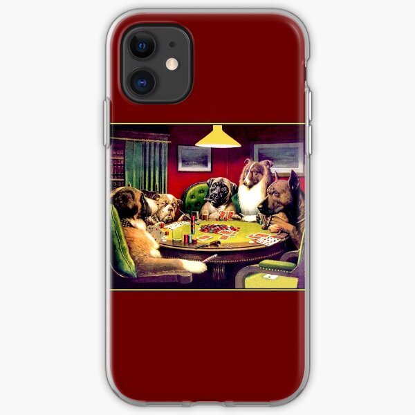 DOGS PLAYING POKER : Vintage Brown and Begelow Cigar Adv Print iPhone Soft Case
