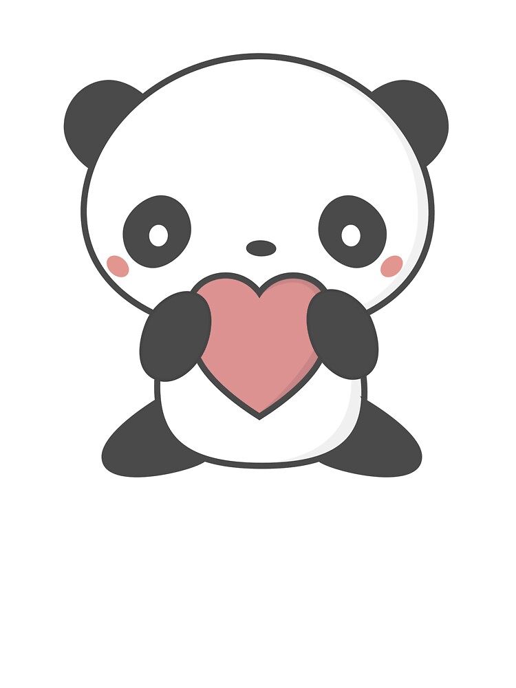 Kawaii Cute Panda With A Heart T-Shirt" Baby One-Piece by ...