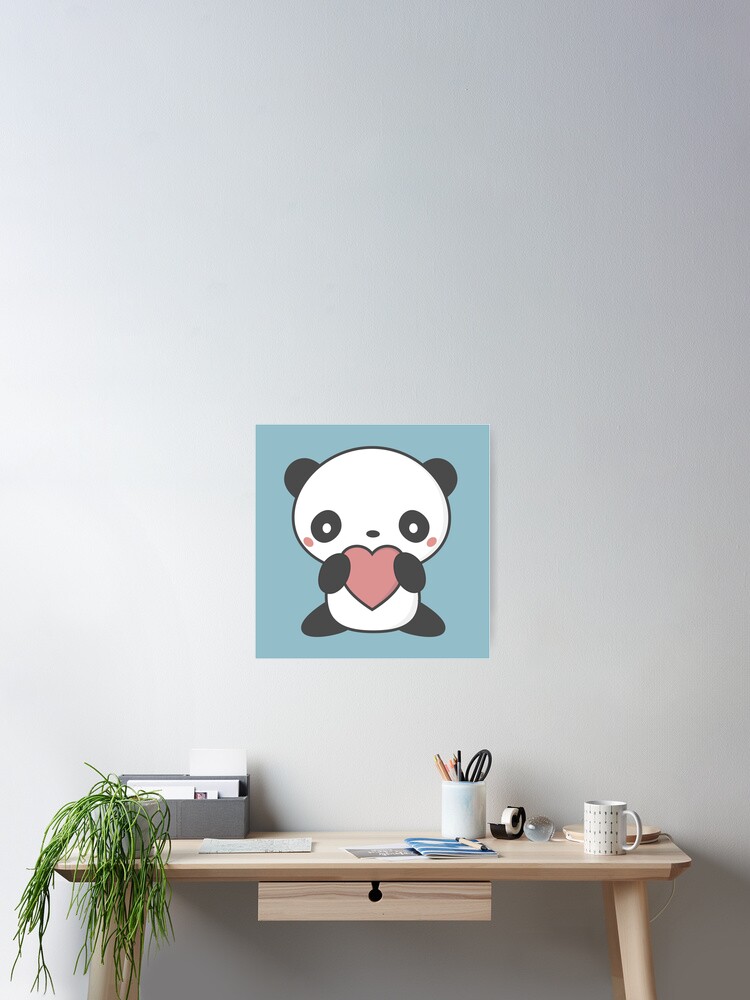 Kawaii Cute Panda Heart Art Print by Wordsberry